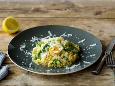 Lemony Risotto With Asparagus And Shrimp