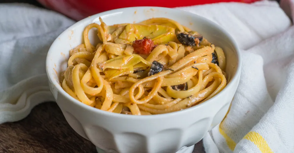 Mediterranean Pasta With Fire Roasted