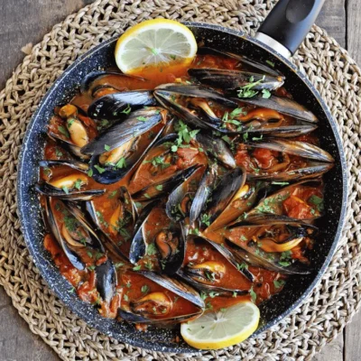 Mediterranean-Style Garlic and Herb Steamed Mussels