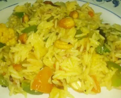 This recipe is from the cooking.com website.  It's a vegetarian version of the classic Indian main dish that features basmati rice