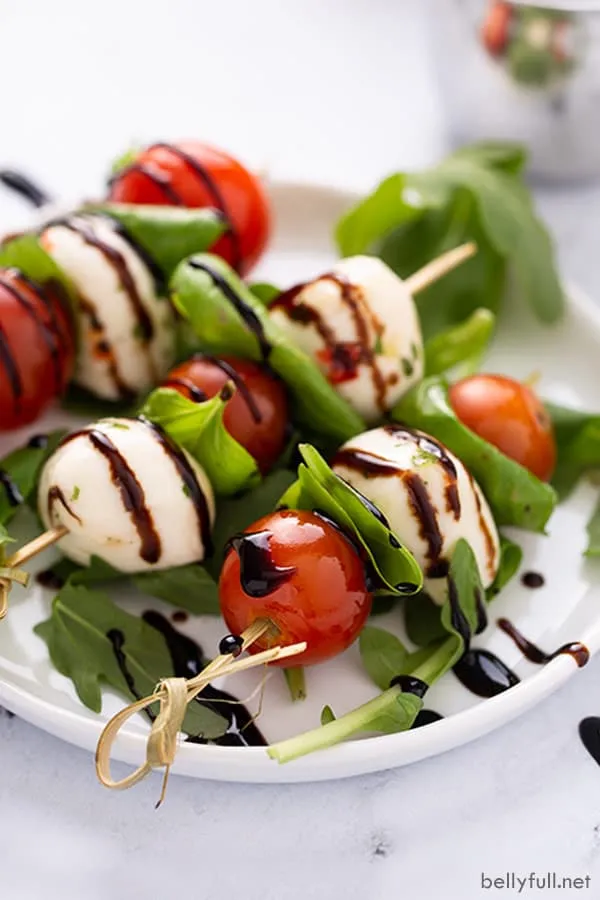 Mozzarella Basil And Tomato Skewers