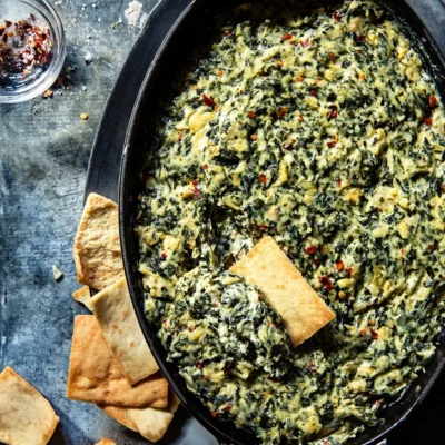 Pecan -Crusted Spinach Artichoke Dip