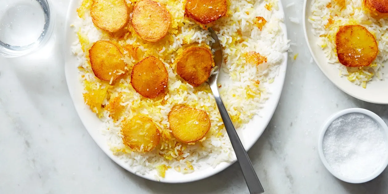 Persian Tahdeeg Rice And Potatoes