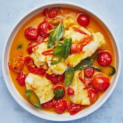 Poached Halibut With Tomato And Basil