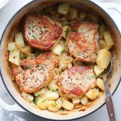 Pork Chops With Sauteed Apples And Sauerkraut