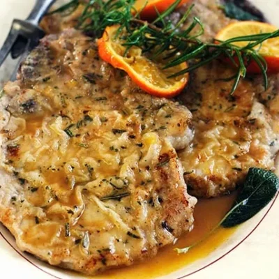 Pork Steaks With A Orange Rosemary Sauce