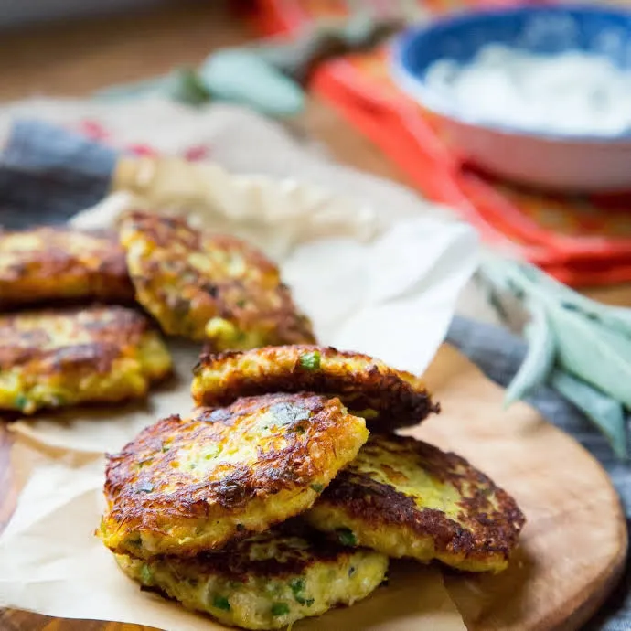 Potato & Cheese Latkes With Apple Pear Sauce
