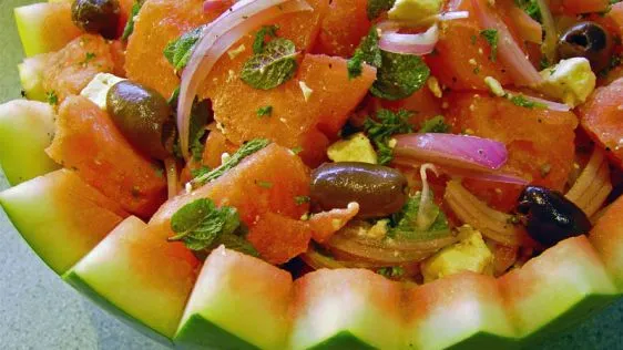 Refreshing Watermelon, Feta, and Black Olive Salad Recipe