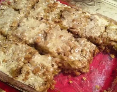 Rhubarb Streusel Bars With Ginger Icing