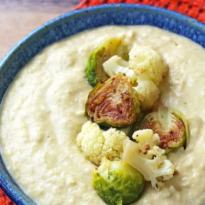 Roasted Brussels Sprouts And Cauliflower Soup