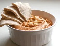 Roasted Red Pepper Hummus With Pine Nuts