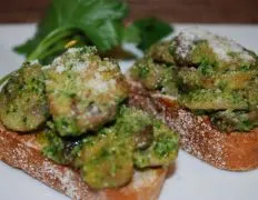 Savory Wild Mushroom and Pesto Crostini Recipe