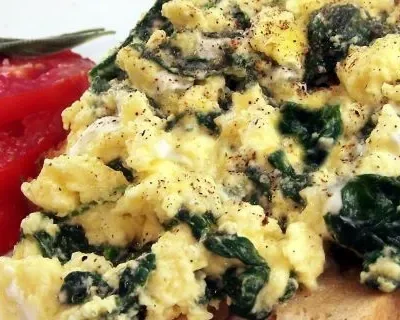 Scrambled Egg With Spinach And Feta On Toast