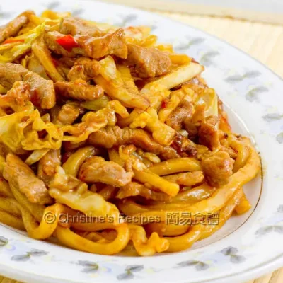 Shanghai Fried Noodles With Pork Or Chicken