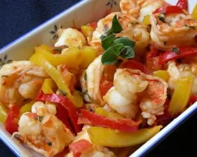 Shrimp With Red And Yellow Peppers