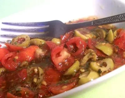 Smashed Tomato And Olive Salad