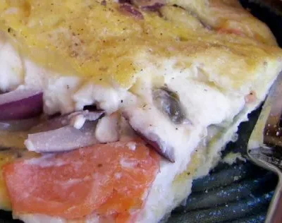 Smoked Salmon Omelet With Red Onions And
