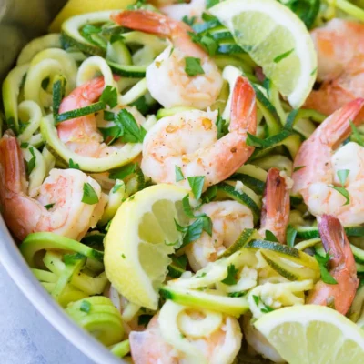 Spicy Garlic Shrimp Over Lemon Zucchini Noodles