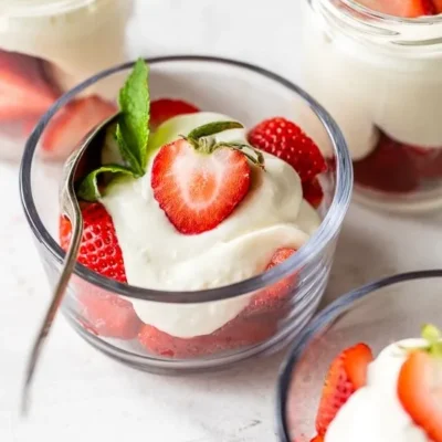 Whipped Yogurt Cream with Fresh Strawberries: A Light & Luscious Dessert