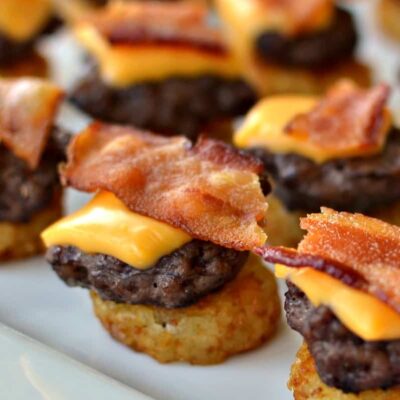 A1B Bacon Burger Bites On White Polenta Cakes #A1