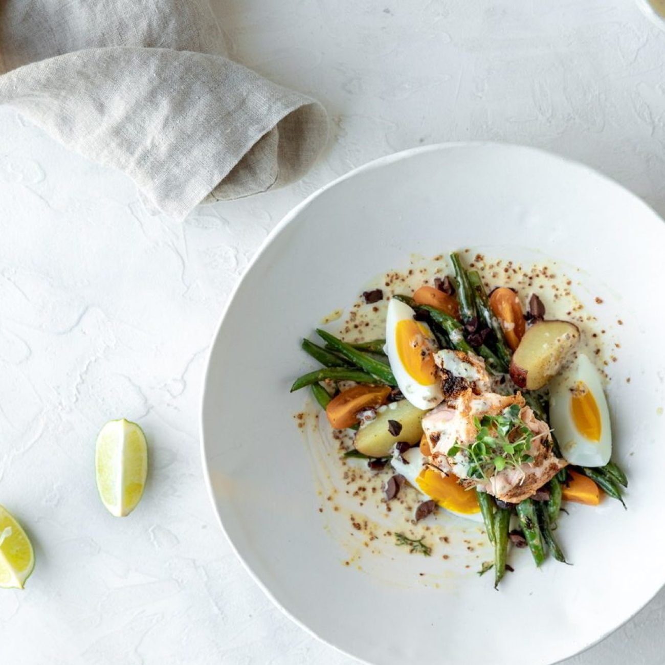 Alaskan Smoked Salmon Nicoise With Crumbled