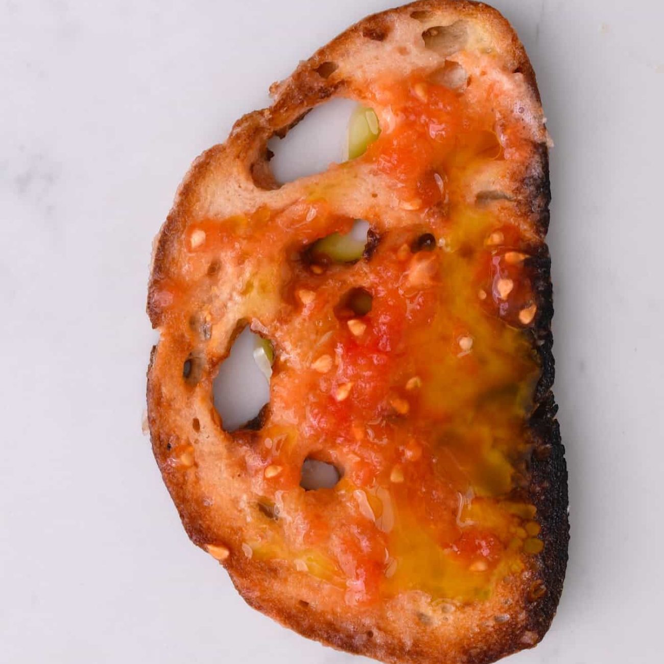 Authentic Spanish Tomato Rubbed Bread Topped with Serrano Ham