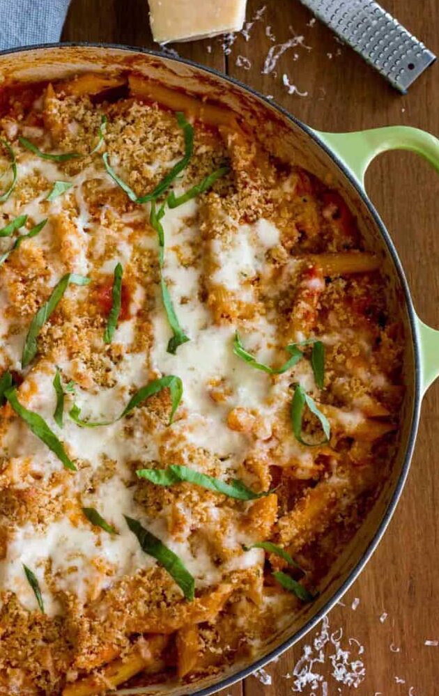 Baked Chicken Parmesan Over Pasta