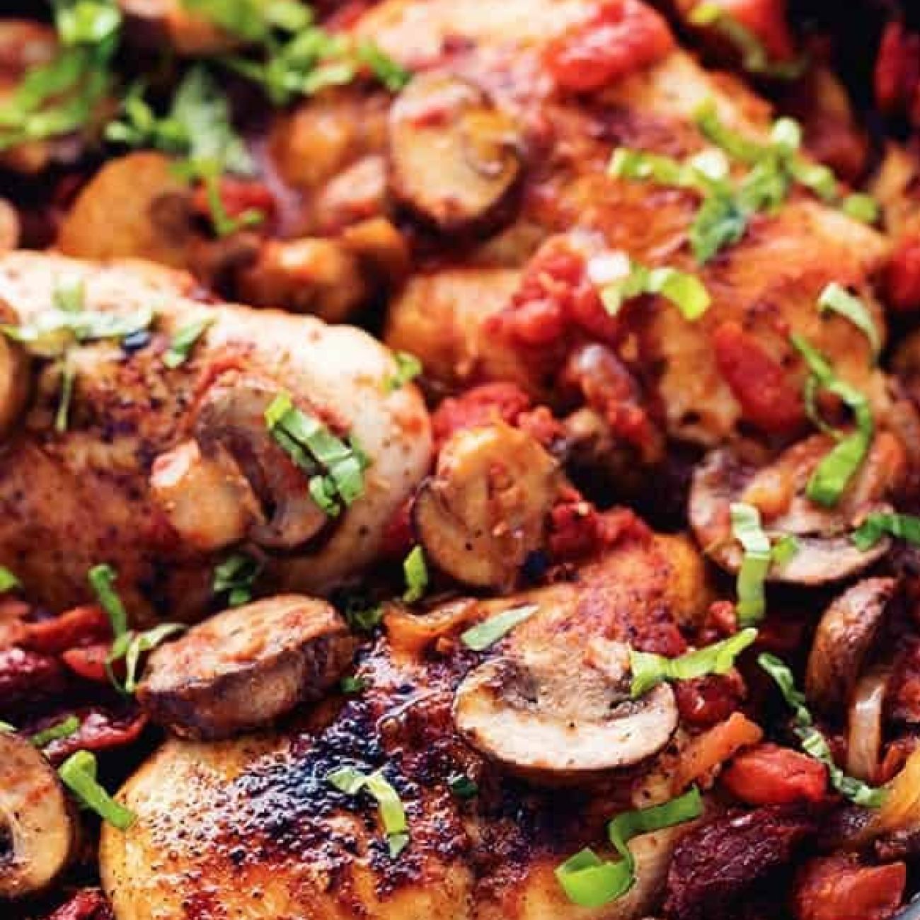 Braised Chicken With Mushrooms And Sun Dried