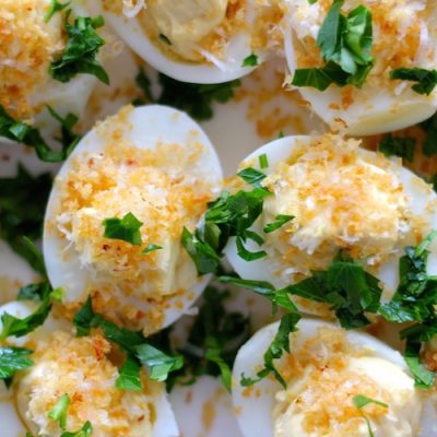 Caeser Stuffed Deviled Eggs