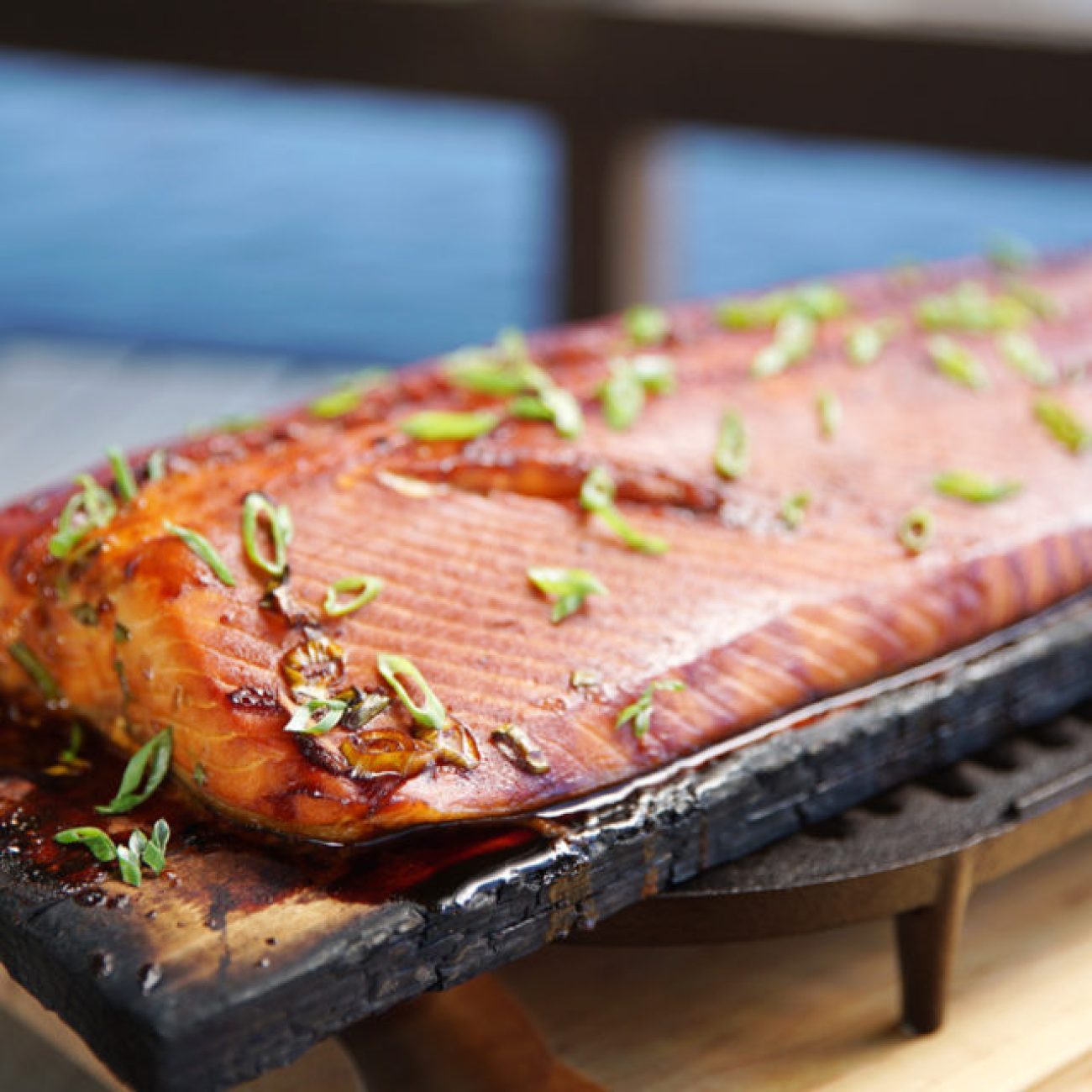 Cedar Plank Braided Salmon With Apple Butter