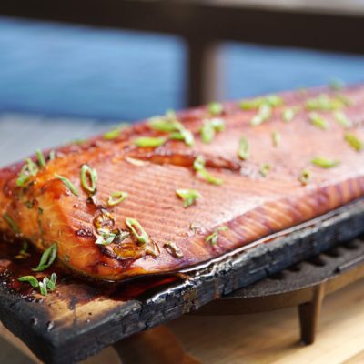 Cedar Plank Braided Salmon With Apple Butter