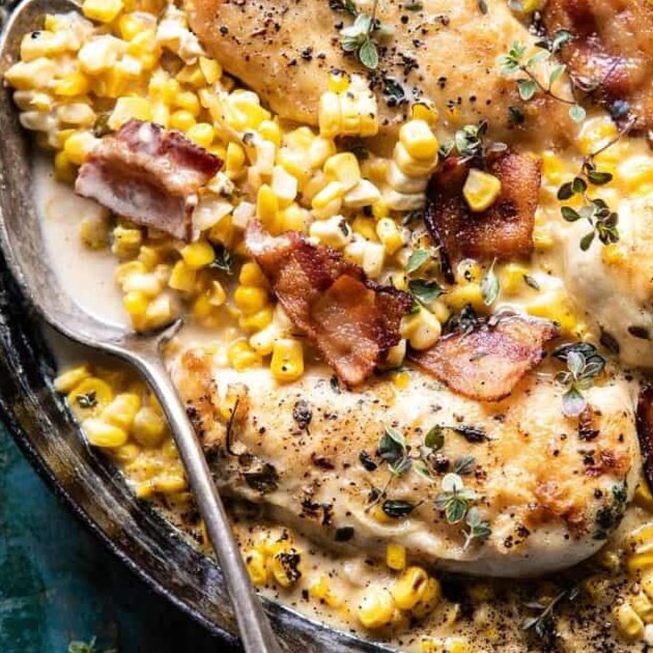 Cheddar-Garlic Chicken Breast With Corn And