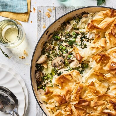 Chicken And Veggie Pie With Phyllo Top