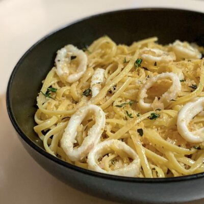 Chilled Chardonnay- Braised Calamari