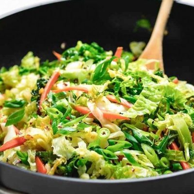 Chinese Stir-Fry Over Crunchy Slaw