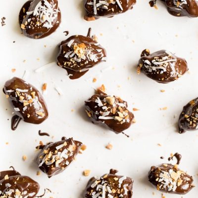 Chocolate Dipped Dates Stuffed With