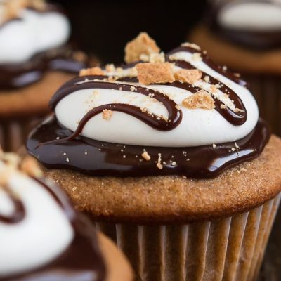 Chocolate Graham Cracker Cupcakes With