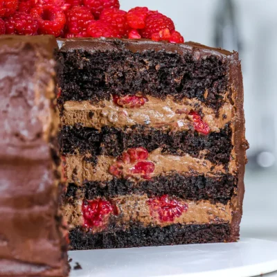 Chocolate Layer Cake With Raspberry Cream