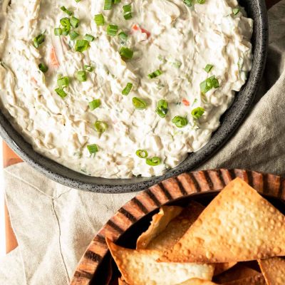 Crab And Avocado Dip On Chips -Gourmet