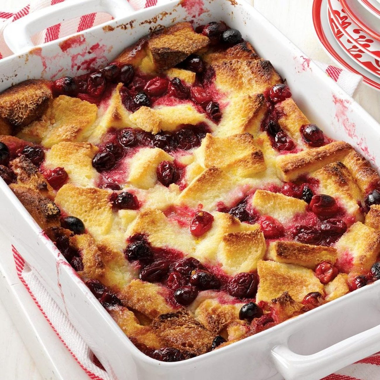 Cranberry And Raisin Bread Pudding With