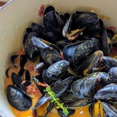 Creamy Coconut Milk Steamed Mussels Recipe