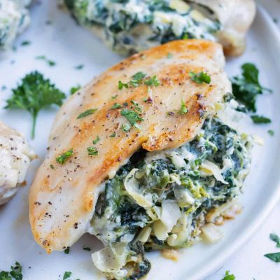 Creamy Spinach Artichoke Stuffed Chicken Breasts Recipe