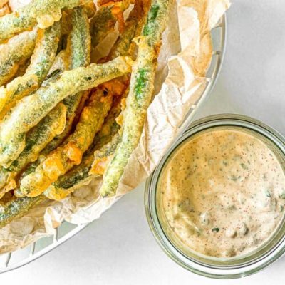 Crispy Tempura Green Beans with Sweet and Sour Dipping Sauce