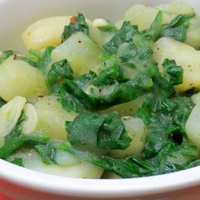 Diced Potatoes With Spinach