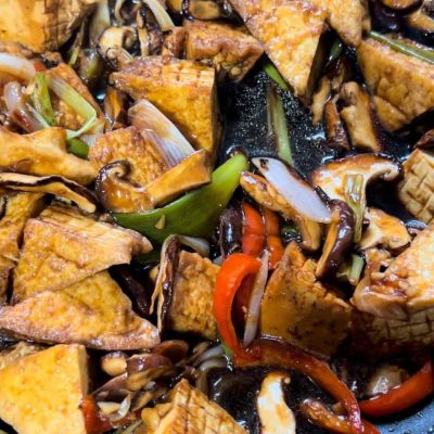 Exotic Tofu Stir-Fry With Lychee And Black Mushrooms