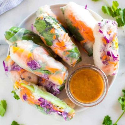 Fresh And Healthy Vegetarian Spring Rolls With Rice Paper