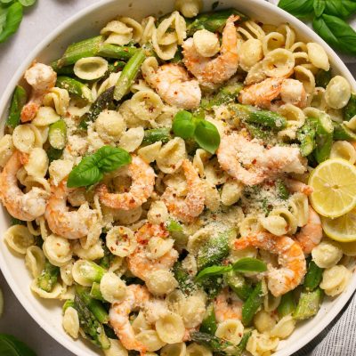 Garlic Shrimp With Asparagus And Lemon