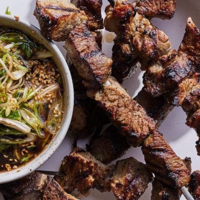Ginger Marinated Beef Skewers With