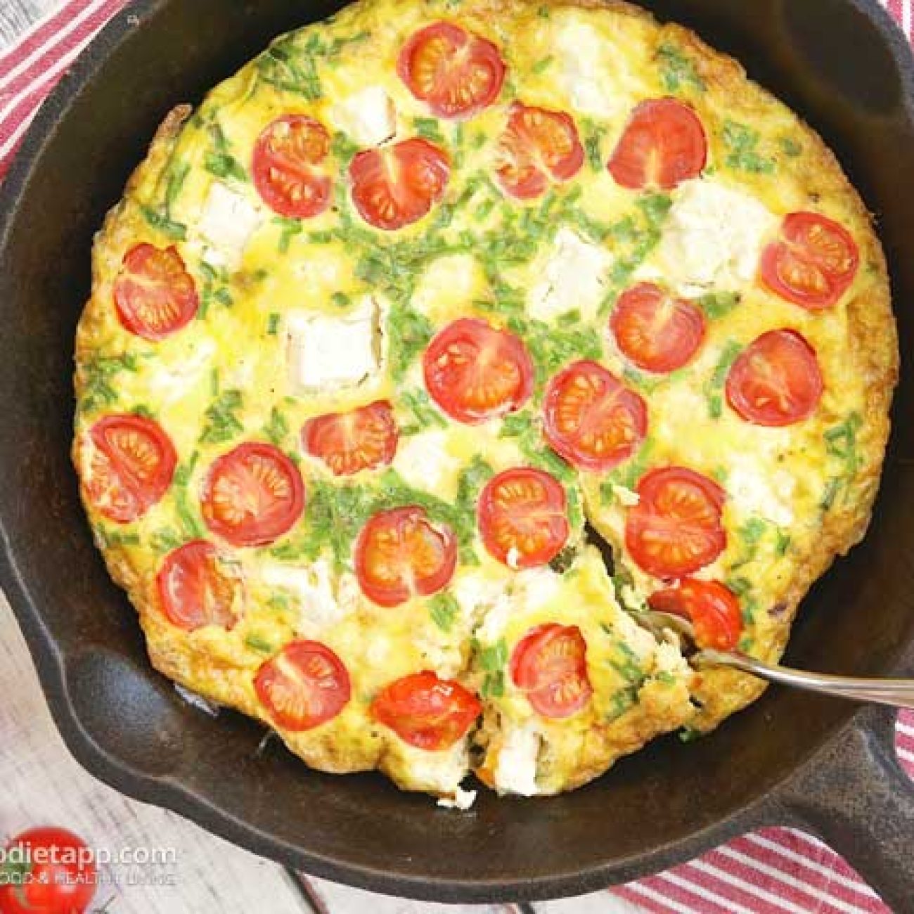 Goat Cheese, Basil, and Tomato Frittata Recipe