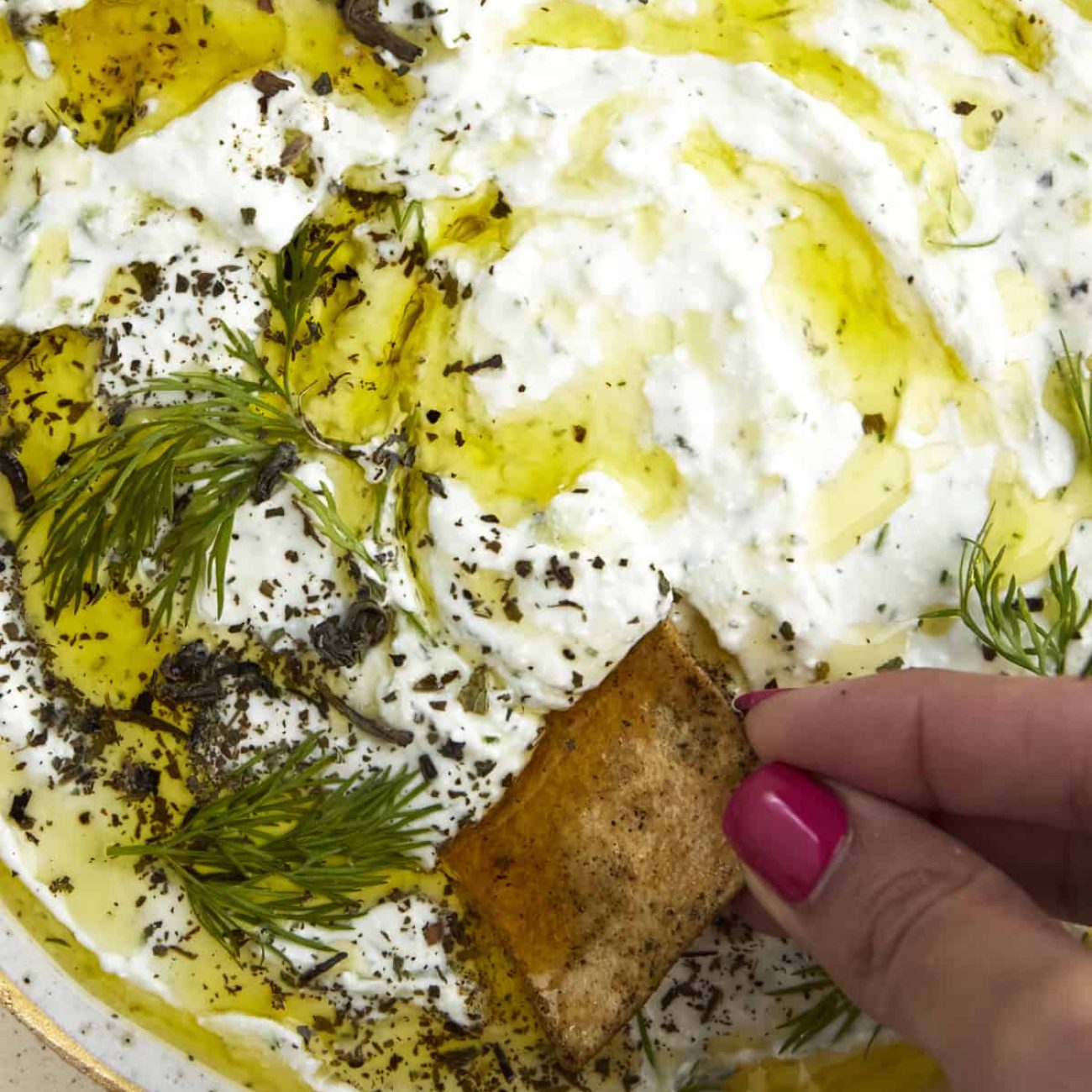 Greek Feta Yogurt Dip With Zaatar
